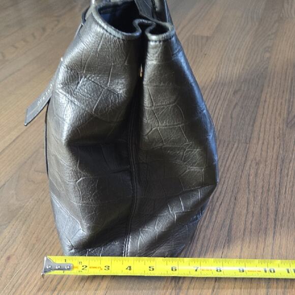 Barneys New York Gray Crocodile-Embossed Leather Tote - Picture 6 of 11